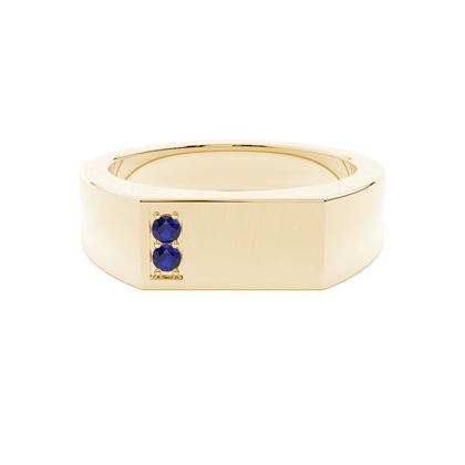 Men's Signet Ring With Blue Sapphire Gemstone
