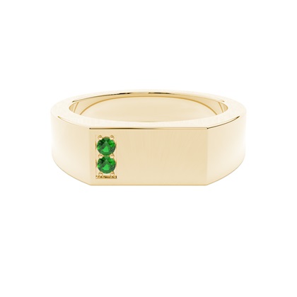 Men's Signet Ring With Emerald Gemstone