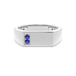 Men's Signet Ring With Blue Sapphire Gemstone