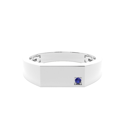 Men's Signet Ring With Blue Sapphire Gemstone