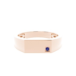 Men's Signet Ring With Blue Sapphire Gemstone