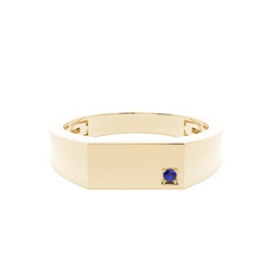 Men's Signet Ring With Blue Sapphire Gemstone