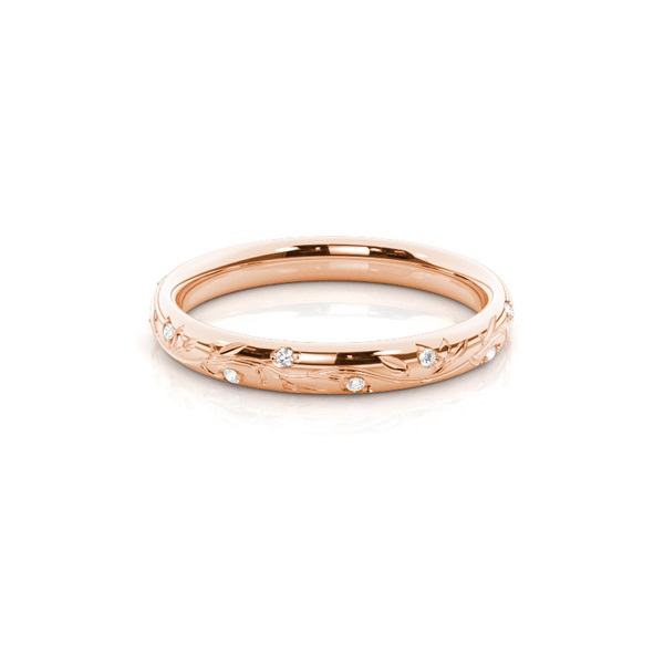Engraved Diamond Studded Wedding Band