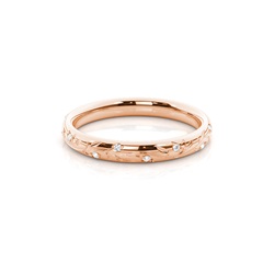 Engraved Diamond Studded Wedding Band