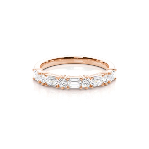 Alternating Baguette And Round Diamond Wedding Ring