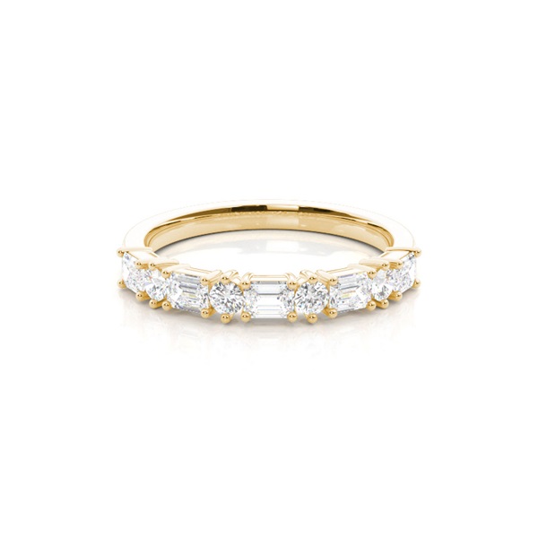 Alternating Baguette And Round Diamond Wedding Ring