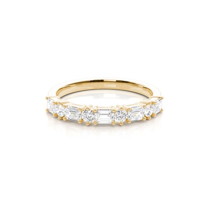 Alternating Baguette And Round Diamond Wedding Ring