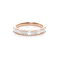 Alternating Baguette And Round Diamond Wedding Ring