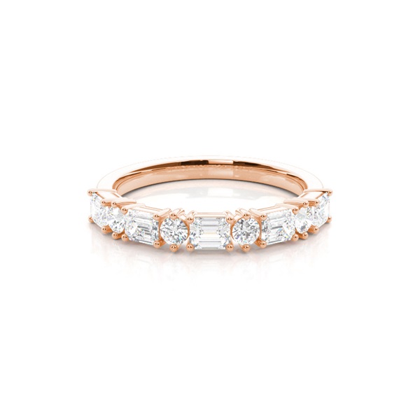 Alternating Baguette And Round Diamond Wedding Ring