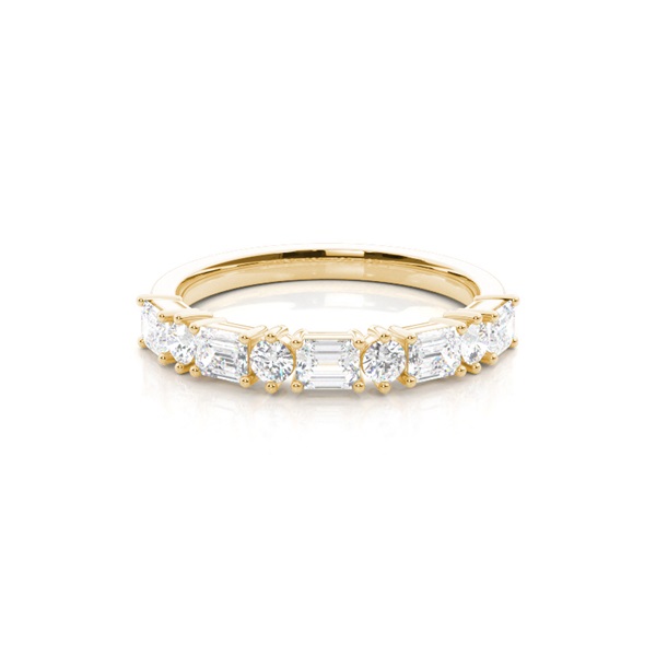 Alternating Baguette And Round Diamond Wedding Ring