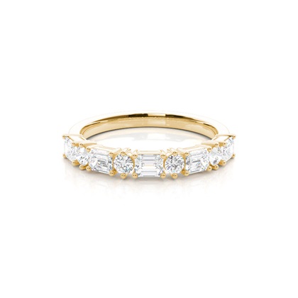Alternating Baguette And Round Diamond Wedding Ring
