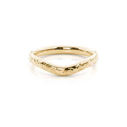 Engraved Vintage Curved Wedding Band