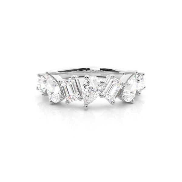 Prong-Set Multishape Diamond Wedding Ring