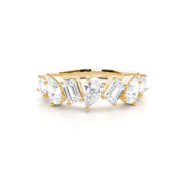 Prong-Set Multishape Diamond Wedding Ring