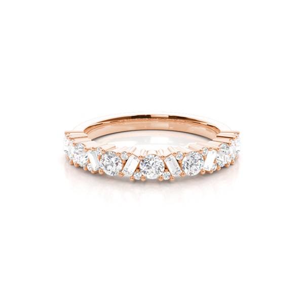 Baguette And Round Diamond Wedding Band