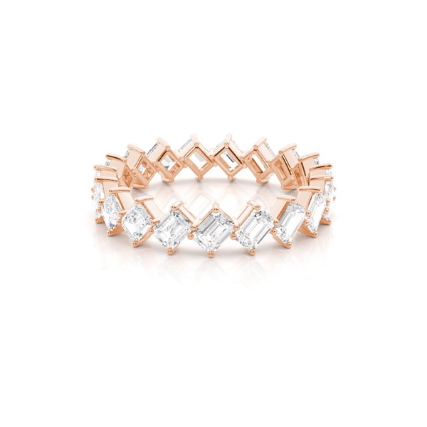 Scalloped Emerald-Shaped Diamond Full Eternity Ring