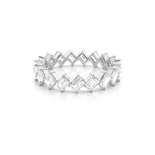 Scalloped Emerald-Shaped Diamond Full Eternity Ring