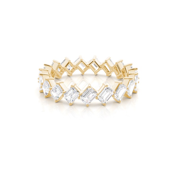 Scalloped Emerald-Shaped Diamond Full Eternity Ring