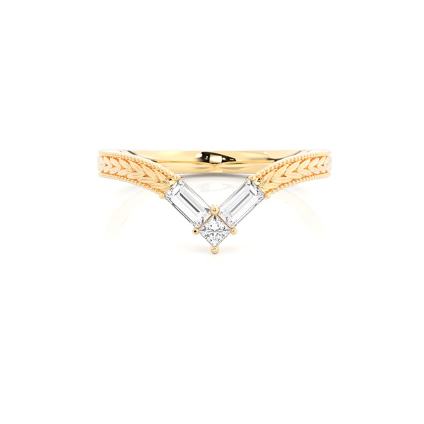 Chevron Diamond Studded Shaped Vintage Wedding Band