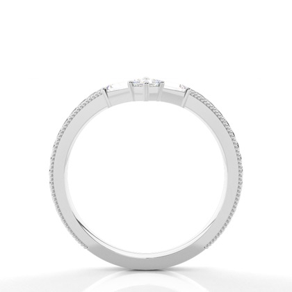 Chevron-förmiger Vintage-Trauring mit Diamantbesatz