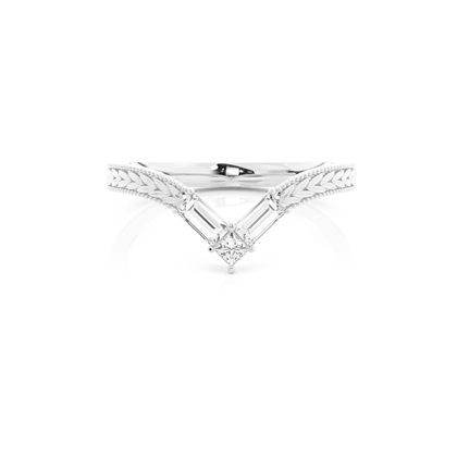 Chevron Diamond Studded Shaped Vintage Wedding Band