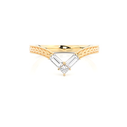 Chevron Diamond Studded Shaped Vintage Wedding Band