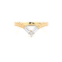 Chevron-förmiger Vintage-Trauring mit Diamantbesatz