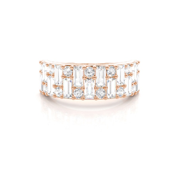 Dual Row Baguette & Round Diamond Wedding Band