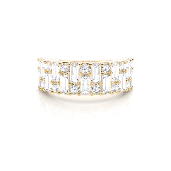 Dual Row Baguette & Round Diamond Wedding Band