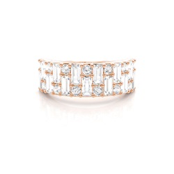Dual Row Baguette & Round Diamond Wedding Band
