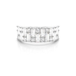 Doppelreihiger Baguette & Runder Diamant Ehering