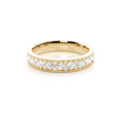 Rund & Prinzessin Diamant Milgrain Ehering