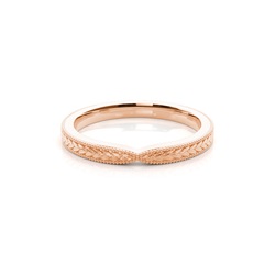 Engraved Vintage Shaped Wedding Band With A Pinch