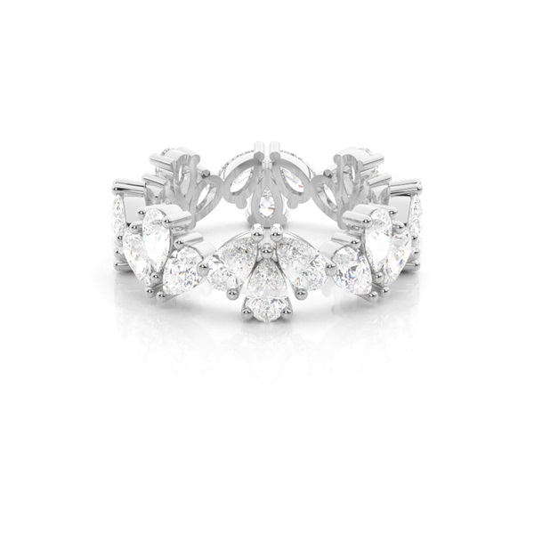 Wave Pear Shape Diamond Full Eternity Wedding Band