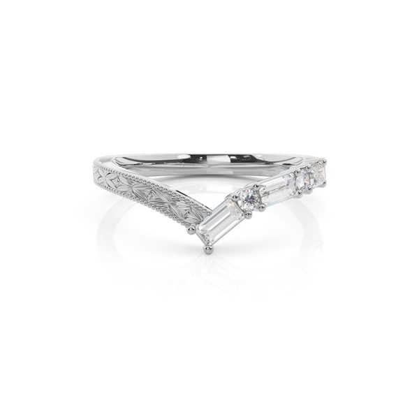 Chevron Diamond Studded Shaped Vintage Wedding Band