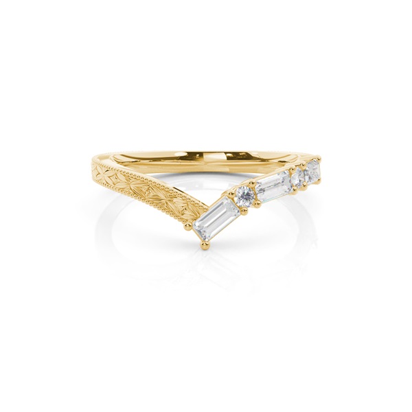 Chevron Diamond Studded Shaped Vintage Wedding Band