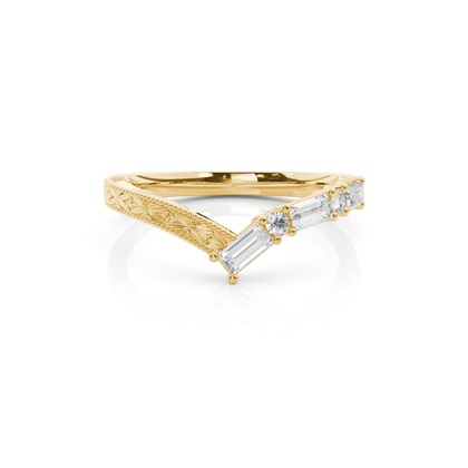 Chevron Diamond Studded Shaped Vintage Wedding Band
