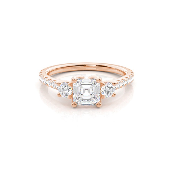 Floral Petal Trilogy Diamond Engagement Ring