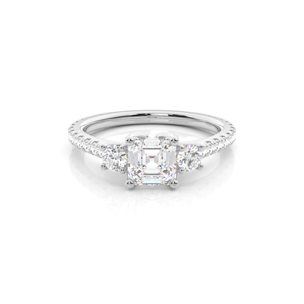 Floral Petal Trilogy Diamond Engagement Ring