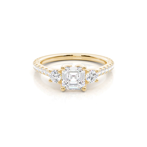 Floral Petal Trilogy Diamond Engagement Ring