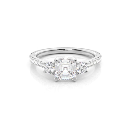 Floral Petal Trilogy Diamond Engagement Ring