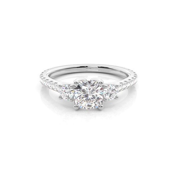 Floral Petal Trilogy Diamond Engagement Ring