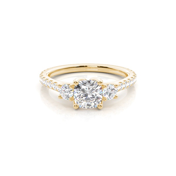Floral Petal Trilogy Diamond Engagement Ring