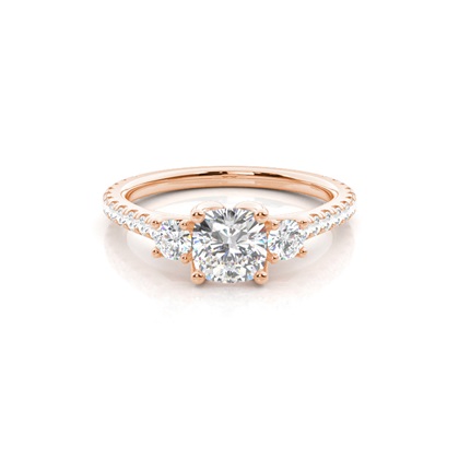 Floral Petal Trilogy Diamond Engagement Ring