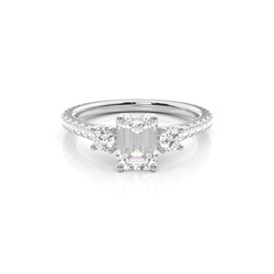 Floral Petal Trilogy Diamond Engagement Ring