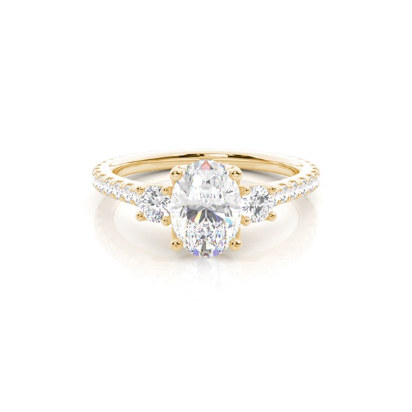 Floral Petal Trilogy Diamond Engagement Ring