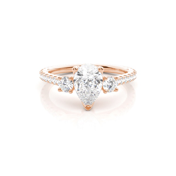 Floral Petal Trilogy Diamond Engagement Ring