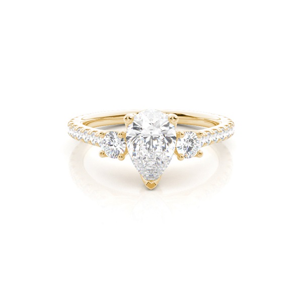 Floral Petal Trilogy Diamond Engagement Ring