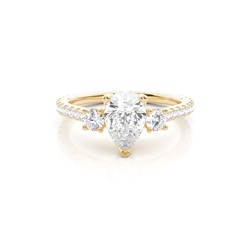Floral Petal Trilogy Diamond Engagement Ring