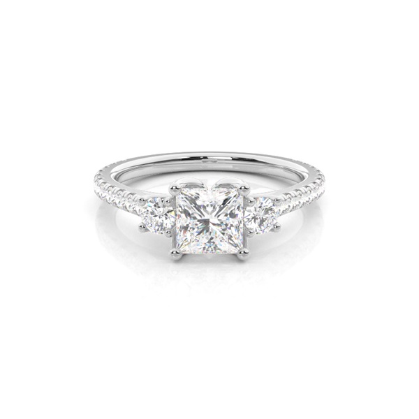 Floral Petal Trilogy Diamond Engagement Ring